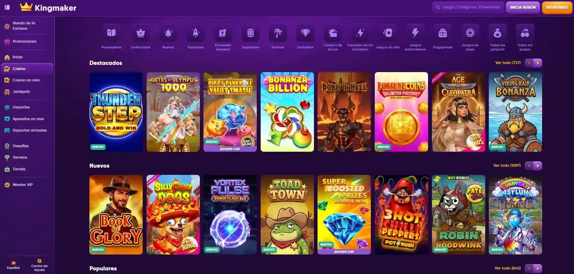 Catálogo de juegos de Kingmaker en español